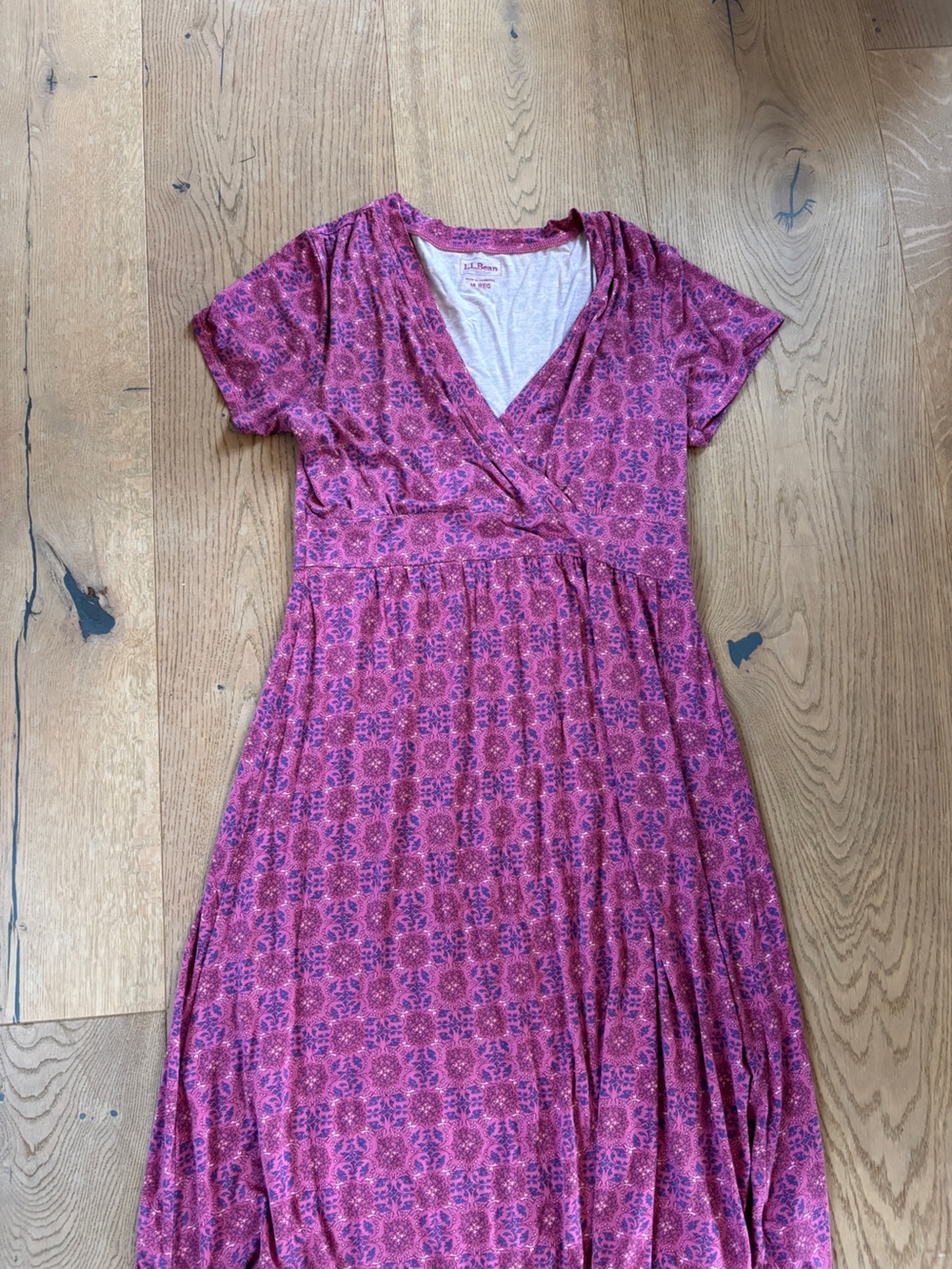 LL Bean Summer Knit Midi Dress, Indian Block Print Style, Medium - Picture 3 of 3